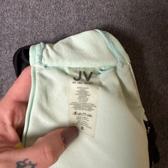 Jac Vanek Anti Social Social Club Bandeau Bikini Top Black Mint Women Size Small - Picture 3 of 3